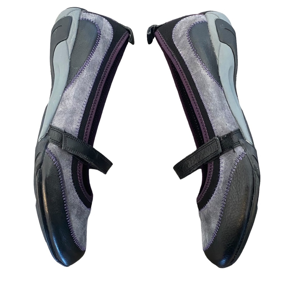 Hush Puppies Grey Suede, Purple and Black Leather Slip On with Velcro Strap 9.5 - Picture 3 of 13